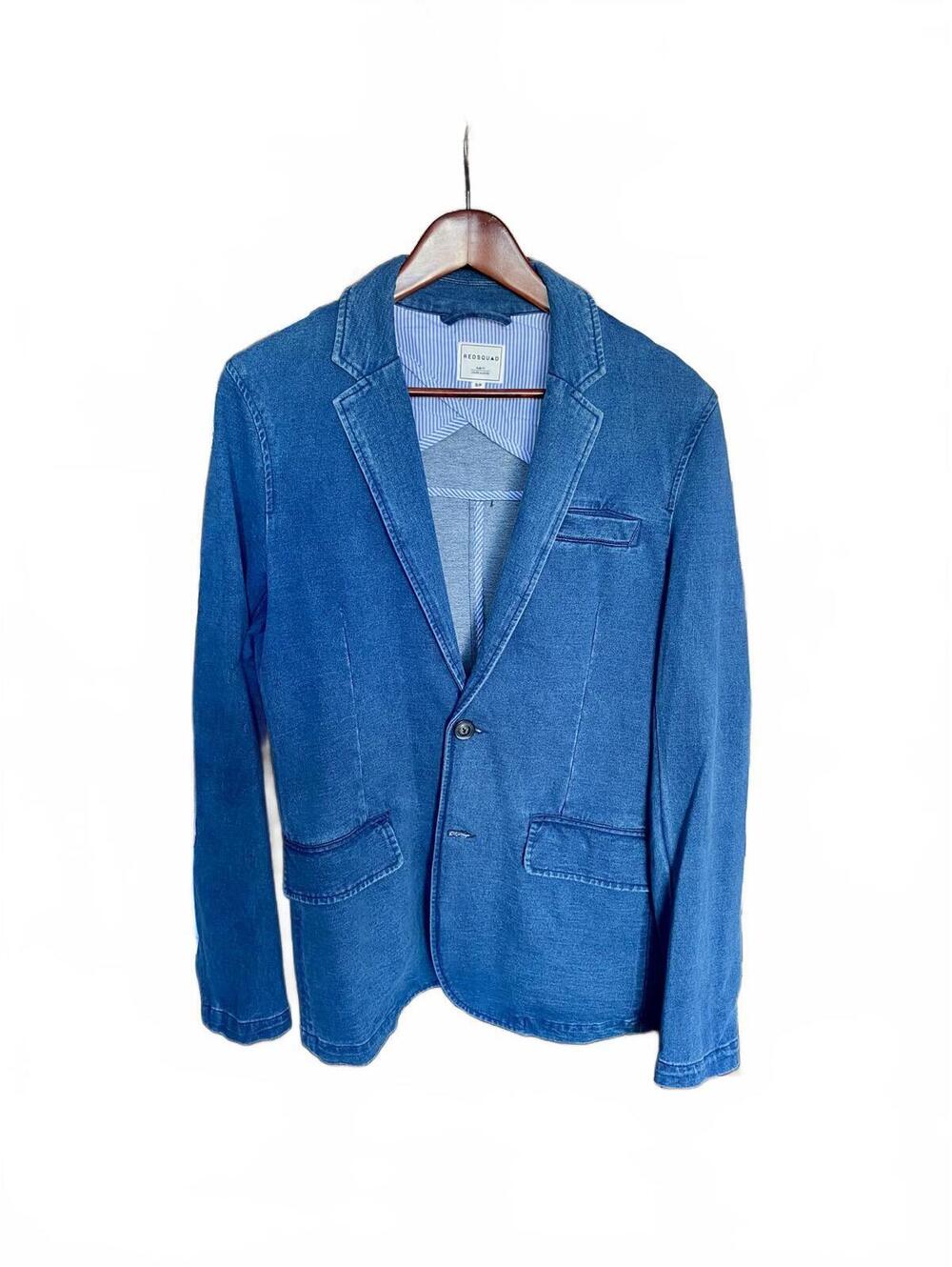 Redsquad Stretch Blue Denim Look Cotton Blazer Men’s Small